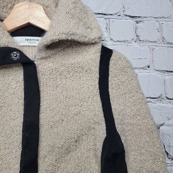 Anthro Sparrow Wool Blend Cream Black Accent Full Zip Jacket Size XS - Picture 5 of 13